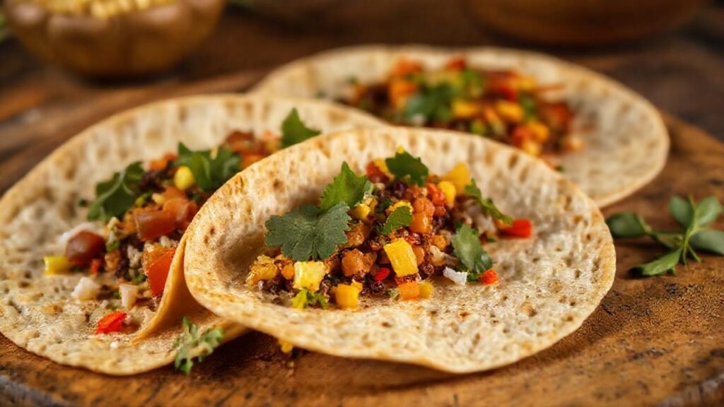 Tortillas veganas apetitosas brillan con encanto