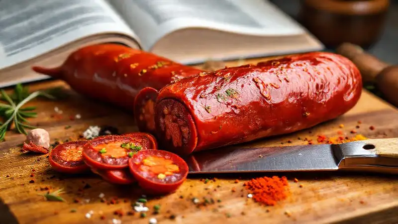 Chorizo apetitoso en iluminación profesional