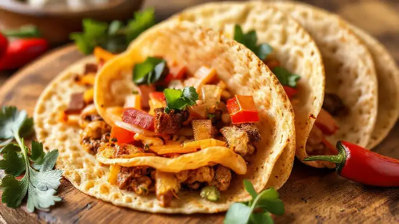 Tofu tortillas coloridas apetecibles en fotografía