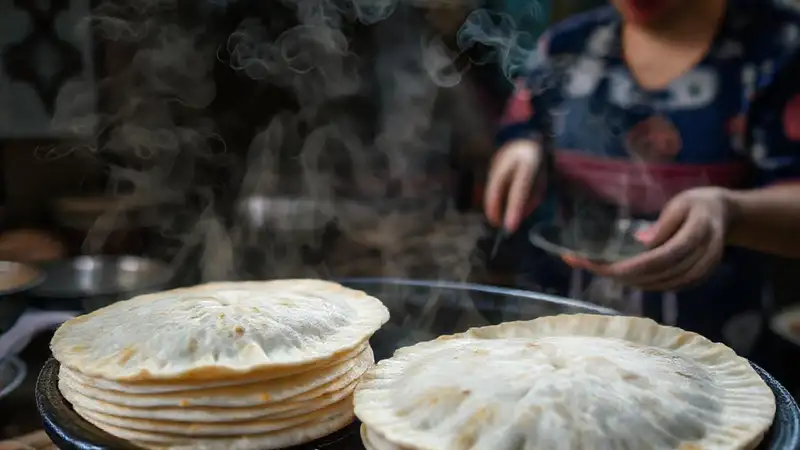 Tortillas coreanas esponjosas y coloridas se cocinan
