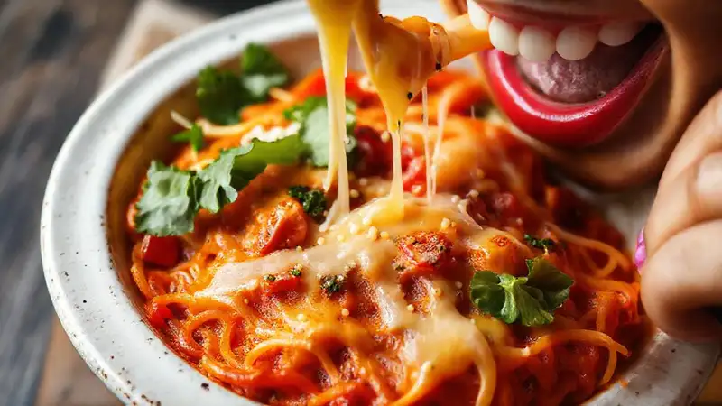 Menemen apetitoso con queso derretido