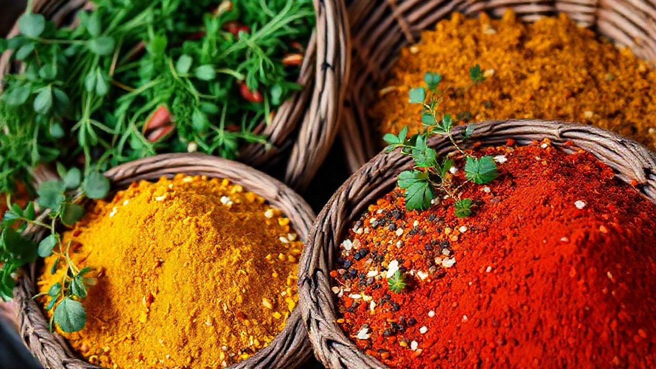 Especias frescas y coloridas, belleza culinaria