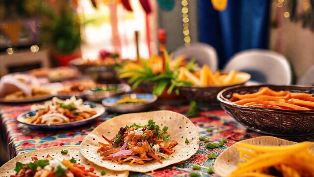 Una mesa festiva y apetitosa brilla