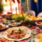 Una mesa festiva y apetitosa brilla