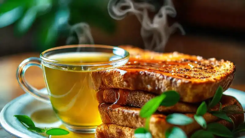 Un desayuno cálido con té verde