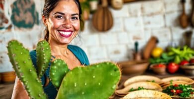 Una mujer sonríe con tortillas caseras