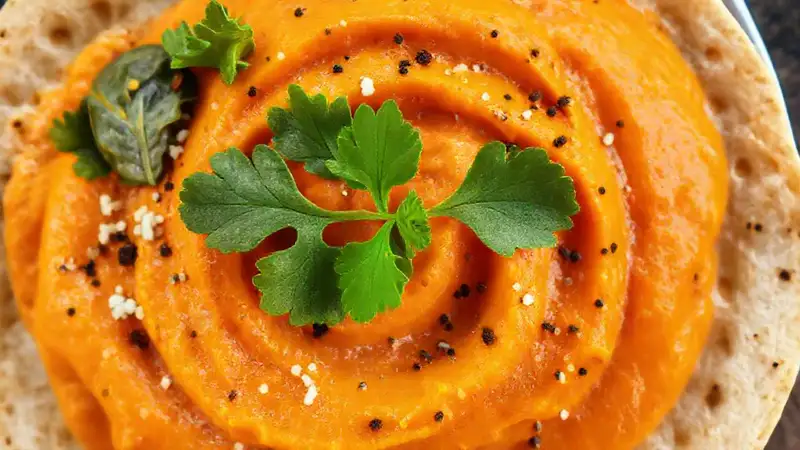 Puré naranja vibrante y saludable, apetitoso