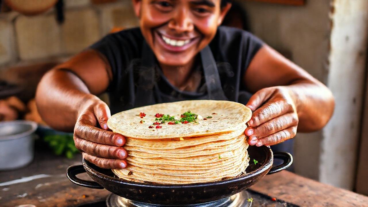 Tortillas veganas, cálidas y apetitosas