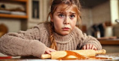 Una chica de jersey enseña a cocinar