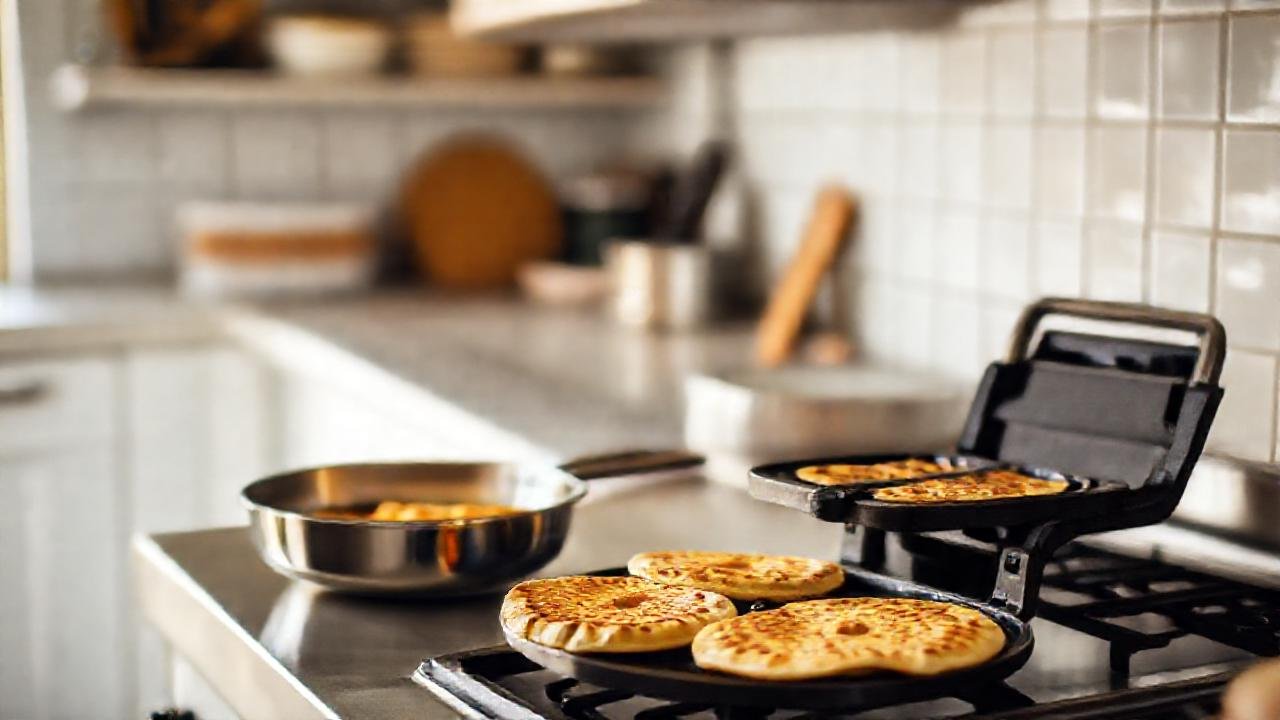 Tortillas doradas, cocina cálida y apetecibles