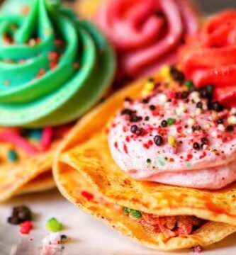 Tortilla de postre vibrante y deliciosa