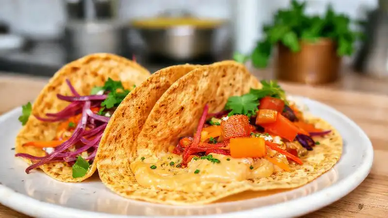 Tortillas veganas coloridas, saludables y apetitosas