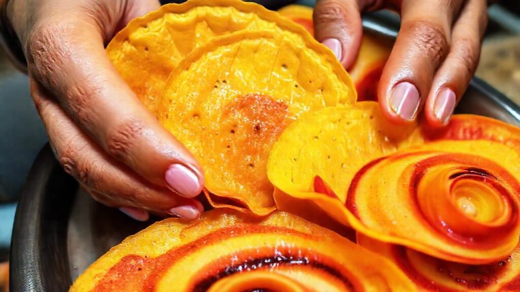 Tortillas coloridas y mermelada brillante