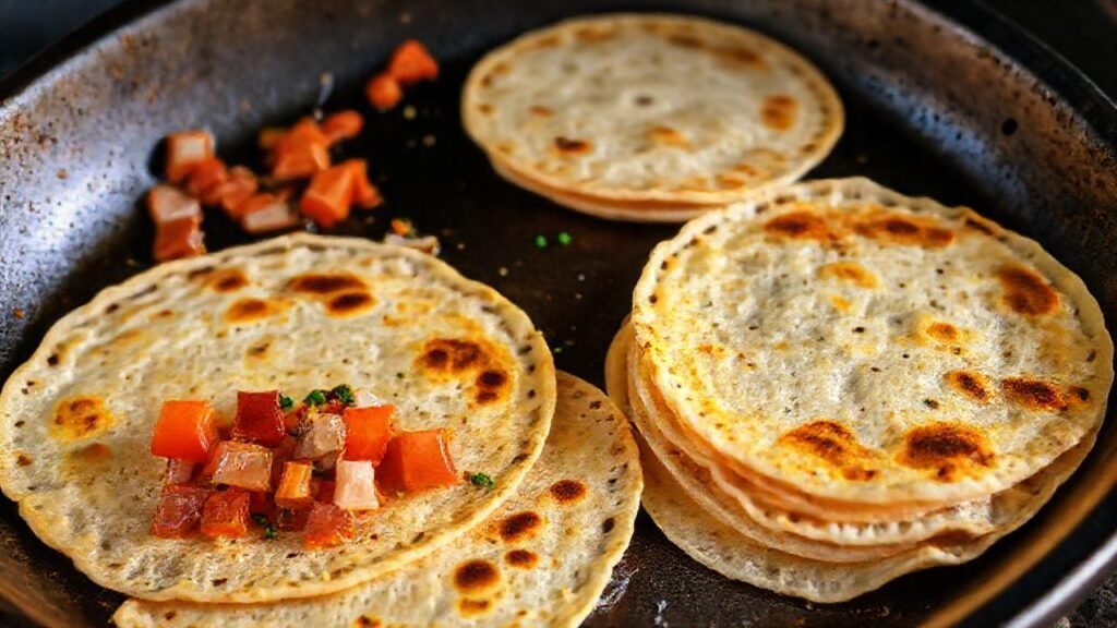 Fotos apetitosas de tortillas cocinándose