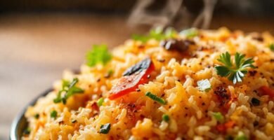 Arroz vegano vibrante y apetitoso