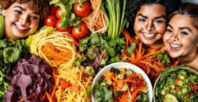 Alimentos saludables y coloridos deleitan a todos