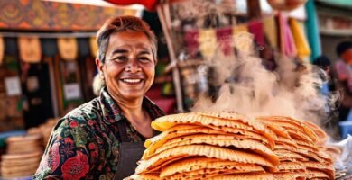 Un vendedor mexicano ofrece tortillas apetitosas