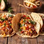 Una mesa rústica ofrece comida deliciosa