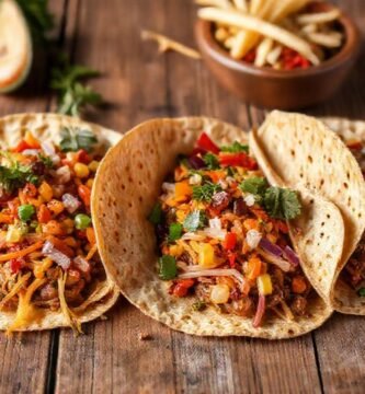 Una mesa rústica ofrece comida deliciosa