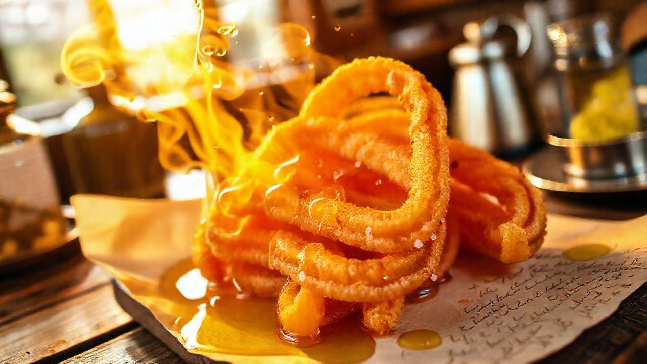 Churros dorados calientes, tradición española y café