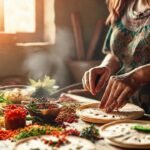 Una mujer mexicana cocina tortillas vibrantes