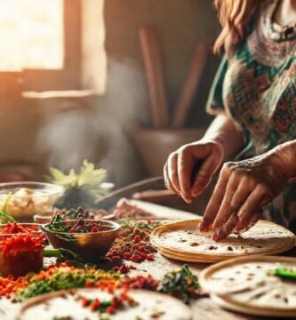 Una mujer mexicana cocina tortillas vibrantes