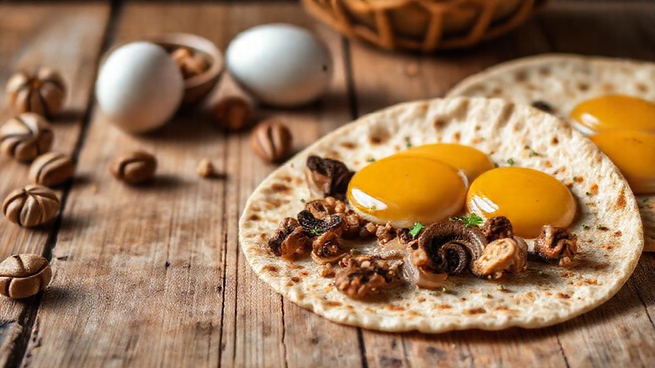 Una mesa rústica con huevos frescos