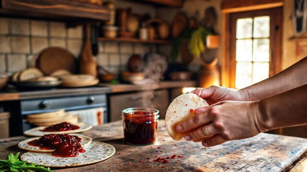 Una cocina cálida y alimentos felices