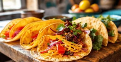 Tortillas veganas apetitosas en luz natural