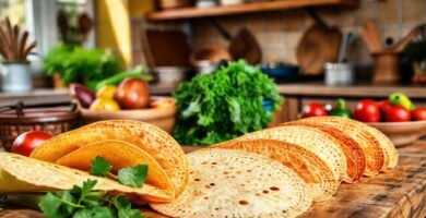 Una cocina soleada ofrece tortillas coloridas