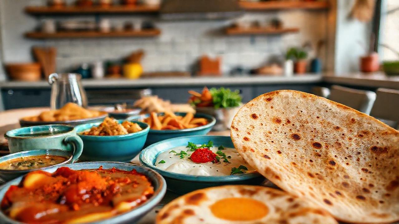 Desayuno indio vibrante y apetitoso