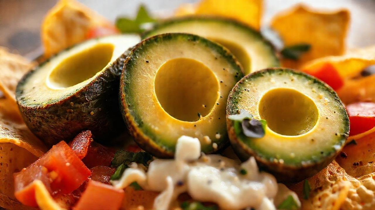 Aguacates y queso apetecibles en luz cálida