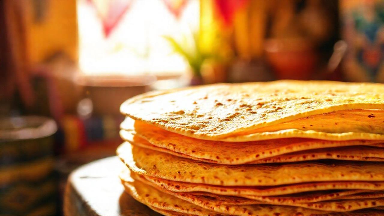 Una tortilla vibrante y apetitosa brilla