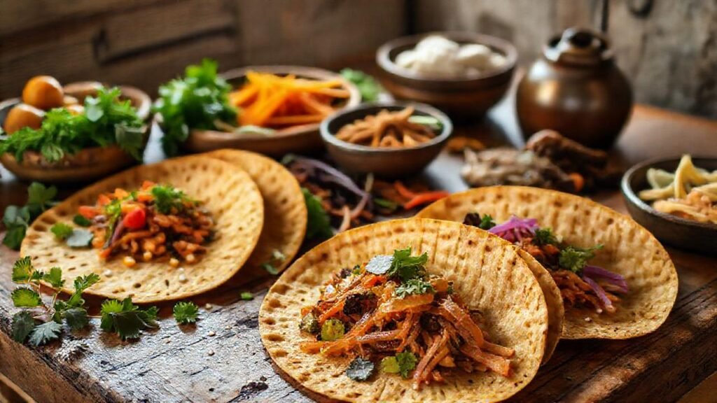 Una mesa rústica muestra cocina global