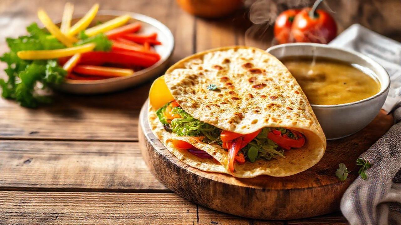Una mesa rústica con comida caliente