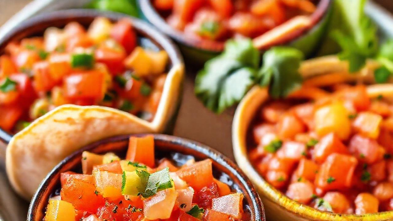 Bolsas de salsa coloridas, apetitosas y frescas