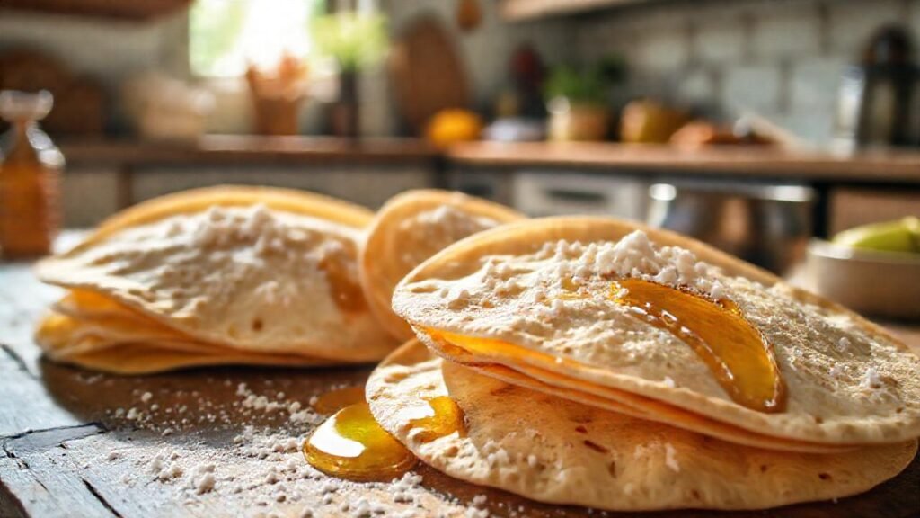 Tortillas doradas y apetitosas en luz cálida