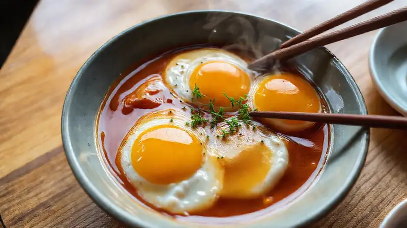 Huevos gyeran mari vibrantes y apetitosos