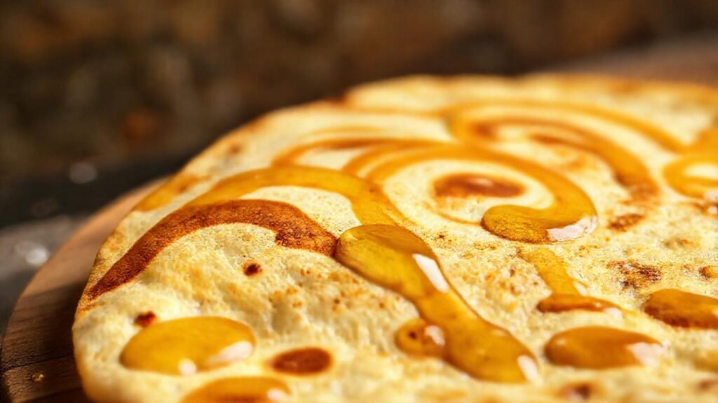 Tortilla dorada con miel