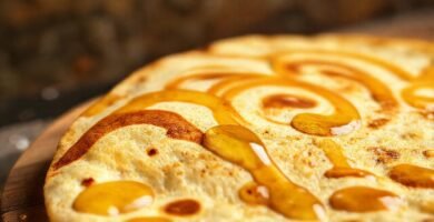 Tortilla dorada con miel