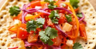 Tortilla vegana colorida y saludable