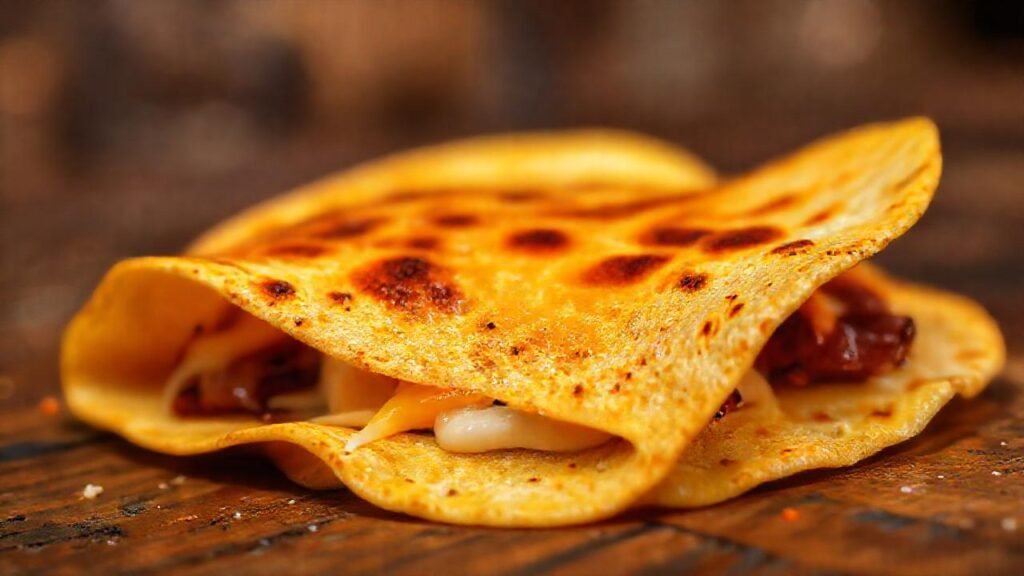 Tortilla dorada y deliciosa en luz cálida