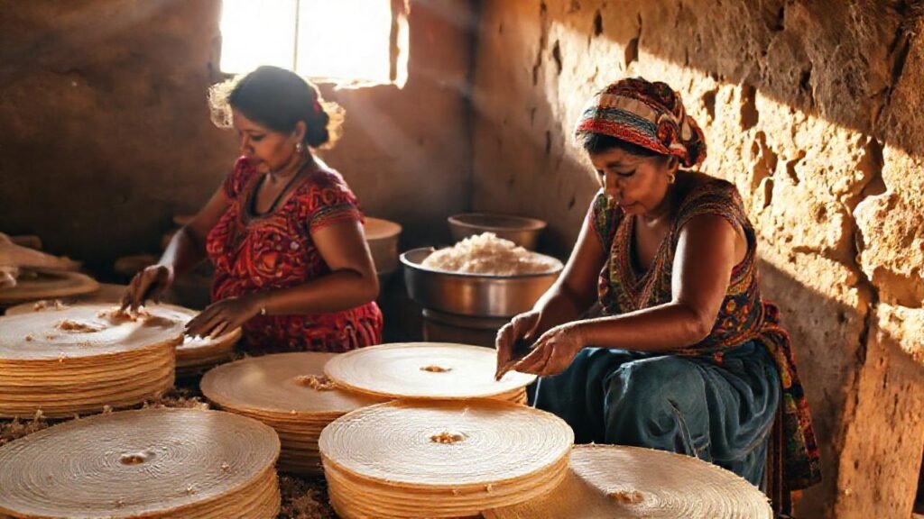 Mujeres preparan tortillas con tradición