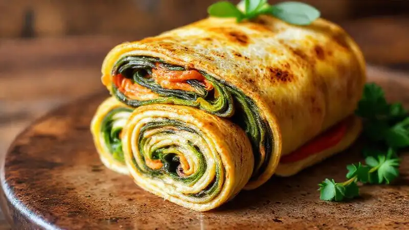 Un omelette japonés vibrante y apetitoso