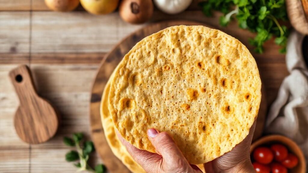 Una tortilla dorada ilumina una cocina sencilla
