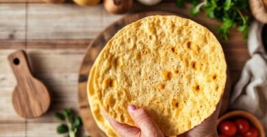 Una tortilla dorada ilumina una cocina sencilla