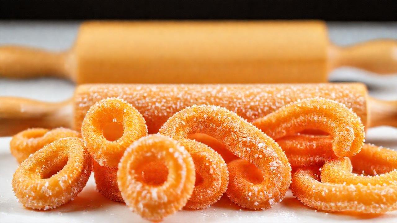 Churros dorados, crujientes y bellamente presentados