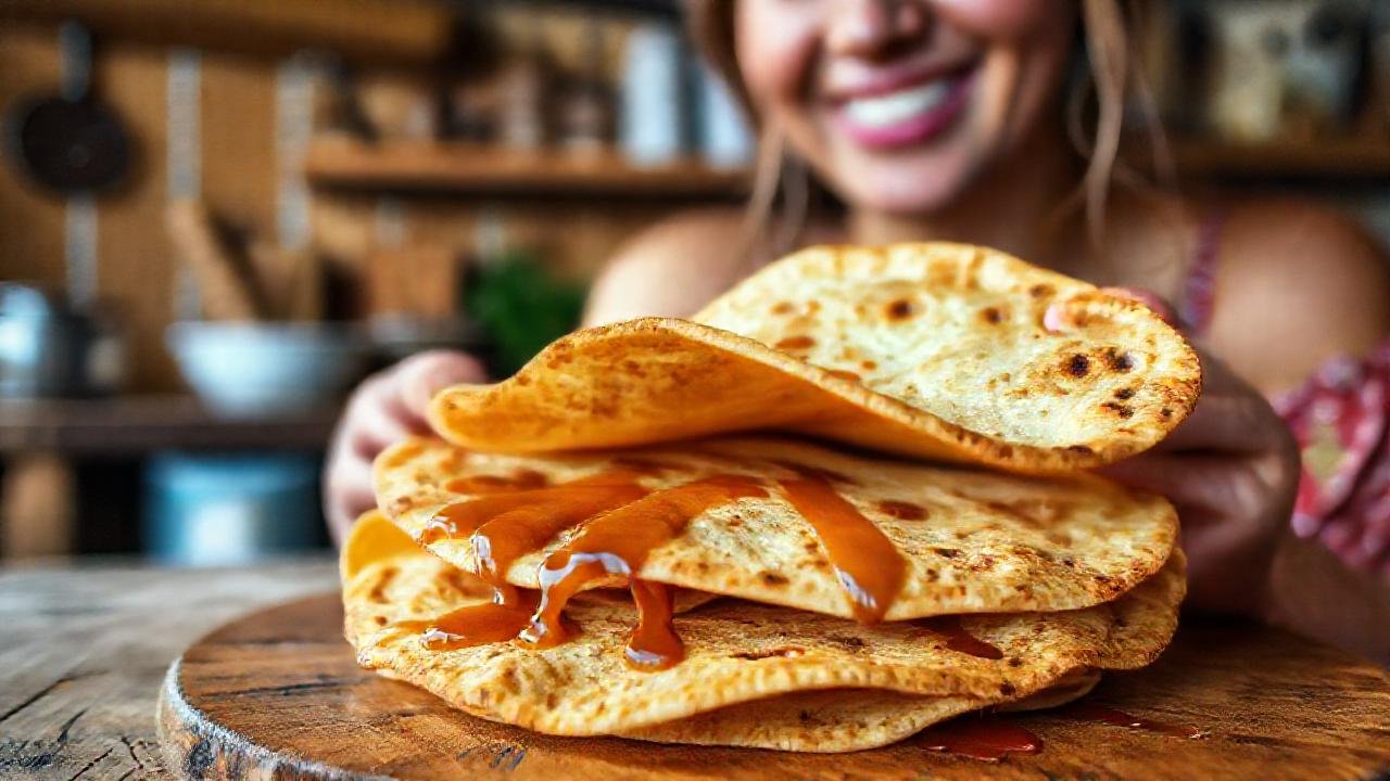 Tortilla dorada, dulce y cálida