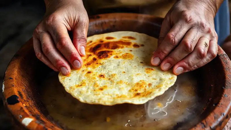 Una tortilla española dorada se cocina alegremente