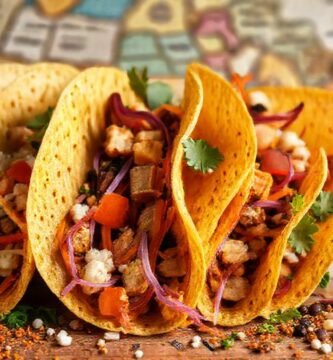 Tortillas coloridas y vegetales